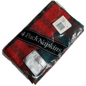 Tobin 4 Pack Dinner Napkins Red Green Plaid Christmas Holiday Opulence Sealed